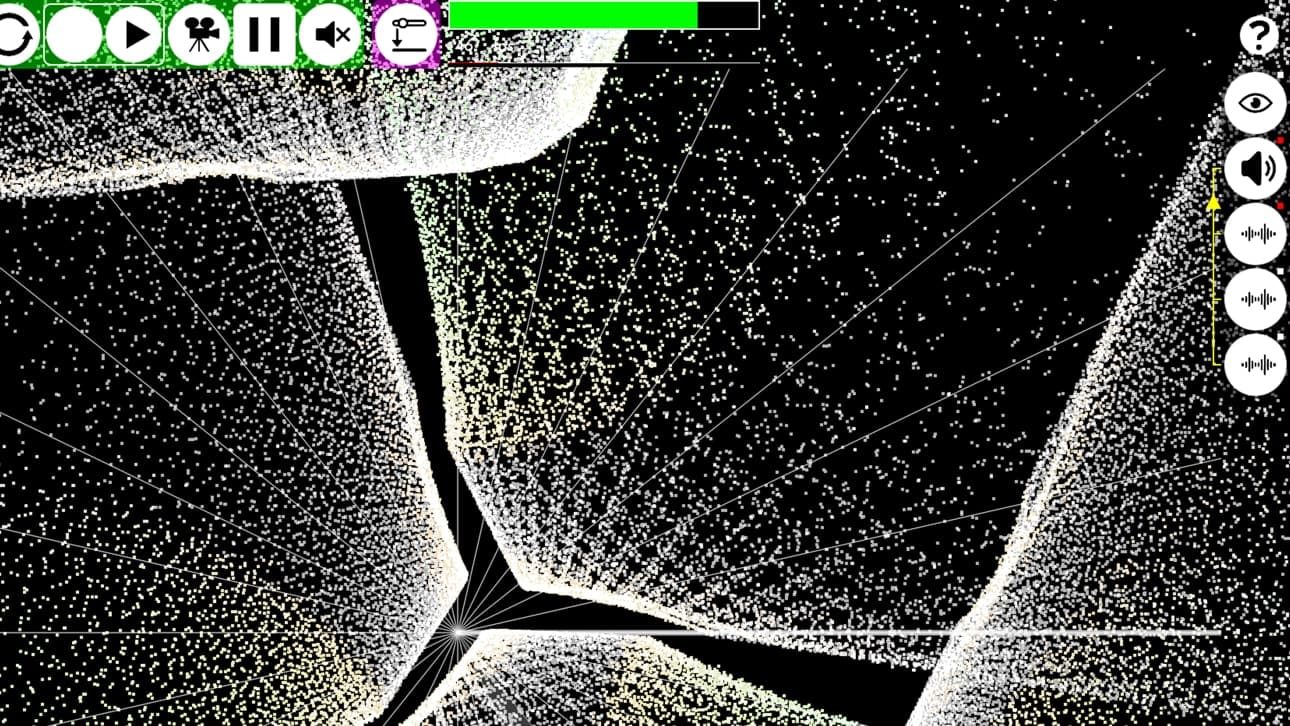 K Machine full-screen generative vertex-shader animation on iPhone